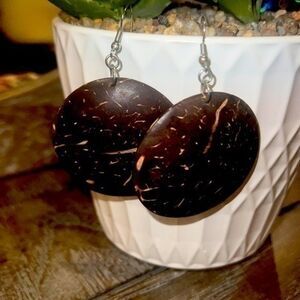 Coconut shell earrings brand new